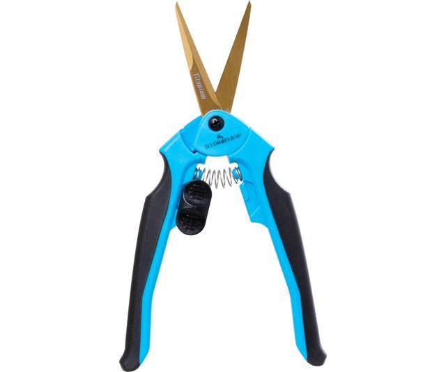 Premium Ergonomic Curved Titanium Blade Pruner - front - open
