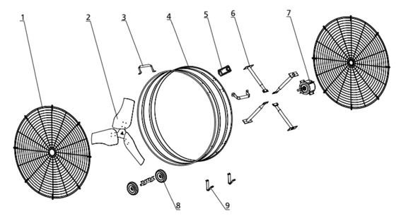 Hurricane Pro Heavy Duty Drum Fan 48 in diagram