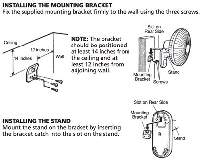 Hurricane Wall Mount Fan Mounting Instructions Diagram
