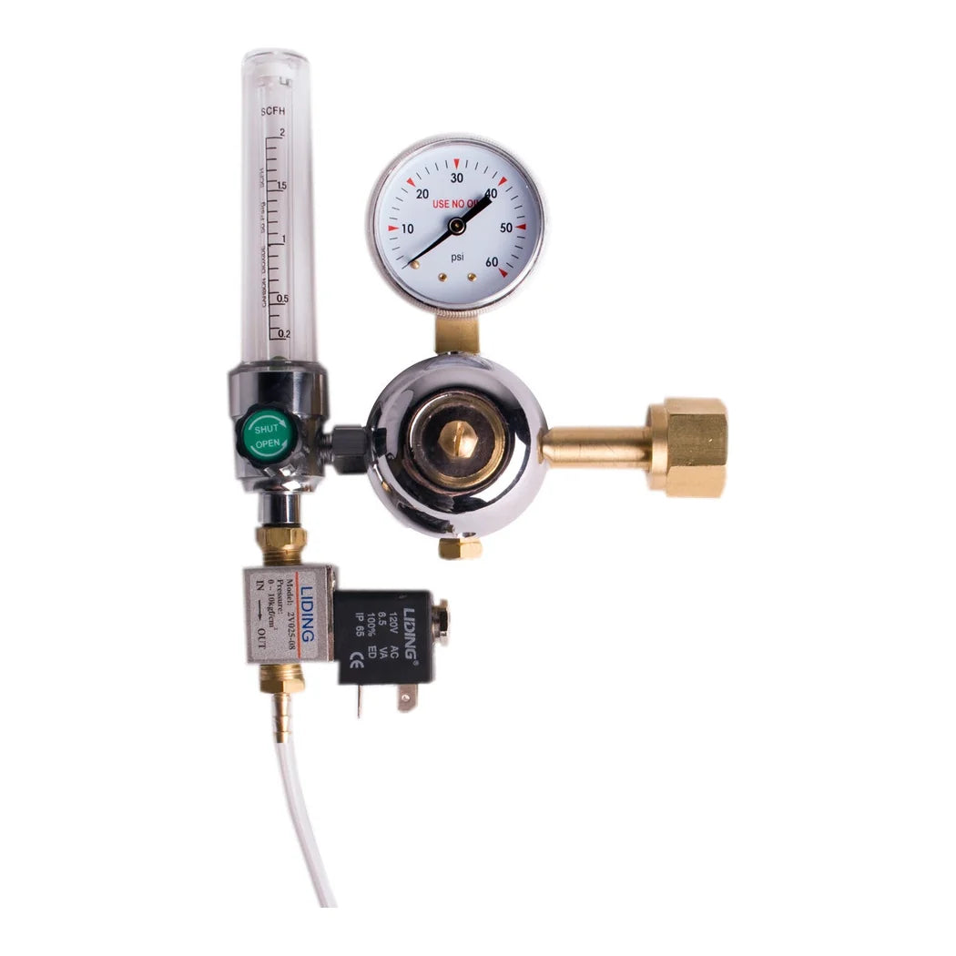Hydrofarm CO2 Regulator (0.2-2 cu ft / hr) with Timer - CO2 regulator with flow meter and timer