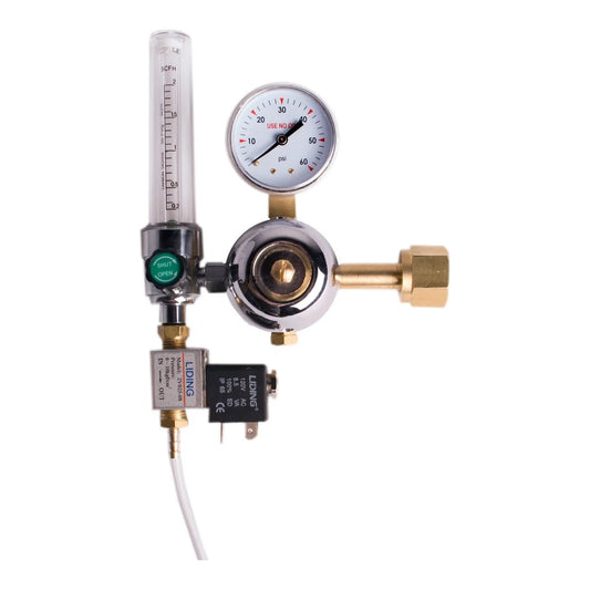 Hydrofarm CO2 Regulator (0.2-2 cu ft / hr) with Timer - CO2 regulator with flow meter and timer