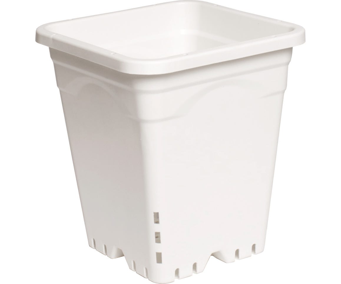 9 inch x 9 inch Square White Pot, 10 inch Tall, 24 per case