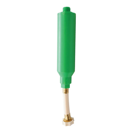 HydroLogic Gro Green garden hose water filter cartridge with brass hose connector, 2 GPM