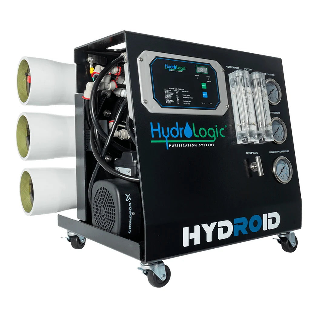 HydroLogic Hydroid commercial RO system - right angle showing Grundfos pump