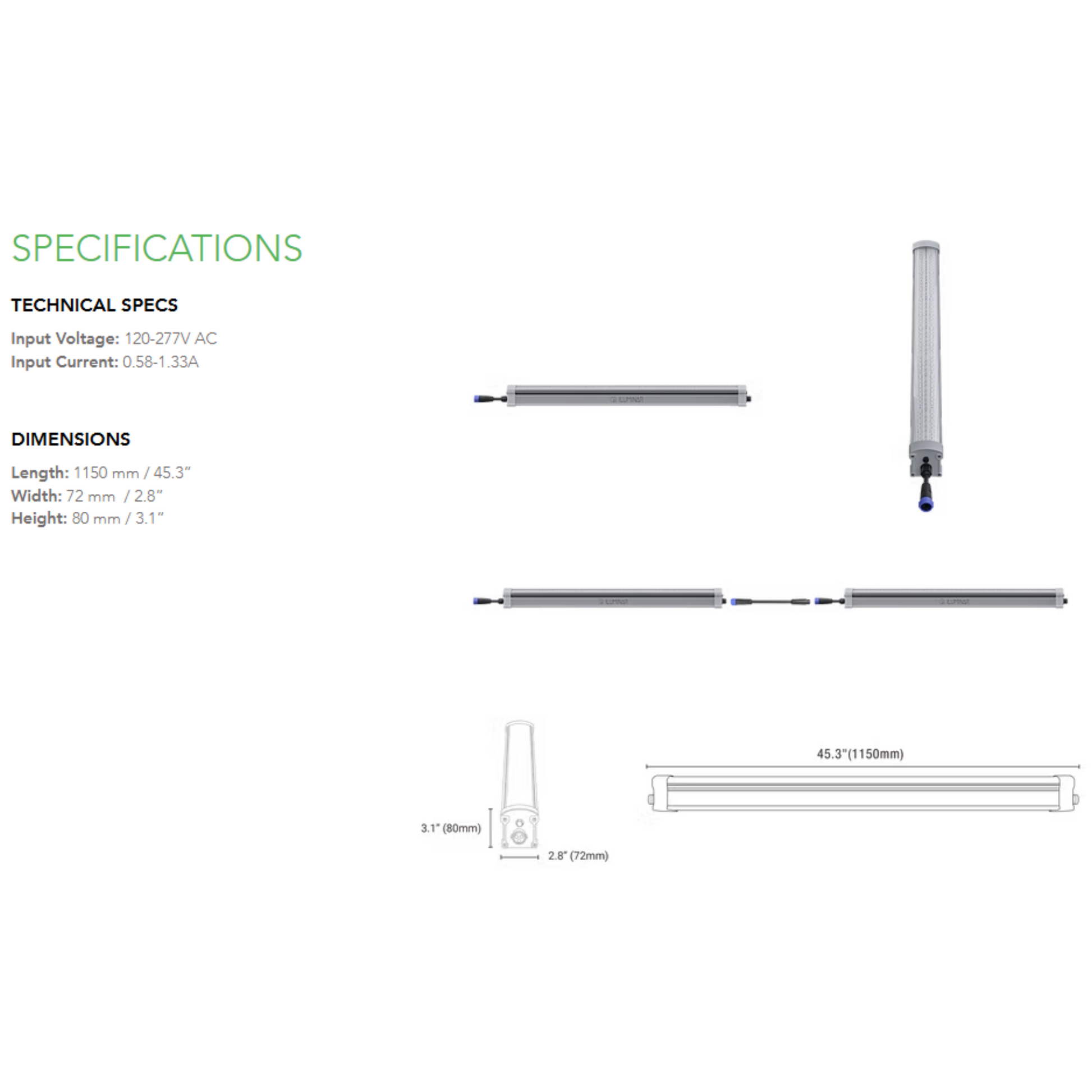 iLuminar Under Canopy 160w specifications