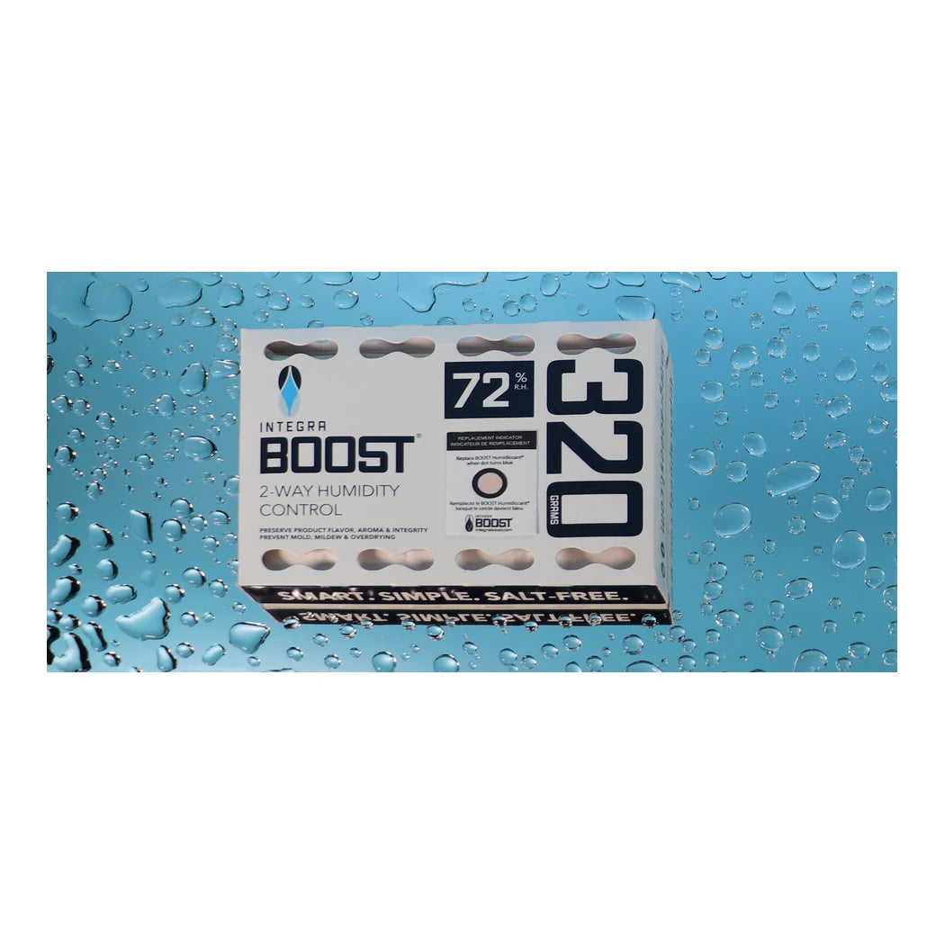 Integra Boost 320 gram 72% RH humidity control pack shown in use