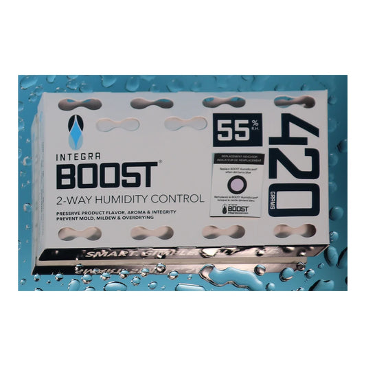 Integra Boost 420 gram 55% RH pack with the included replacement indicator card