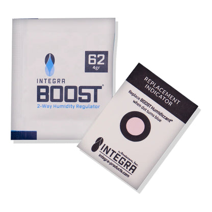 Integra Boost 4g 62% RH humidity control pack with replacement indicator card
