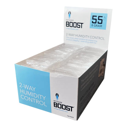 Integra Boost 8g 55% RH retail display box of 144 individually overwrapped 2-way humidity control packs