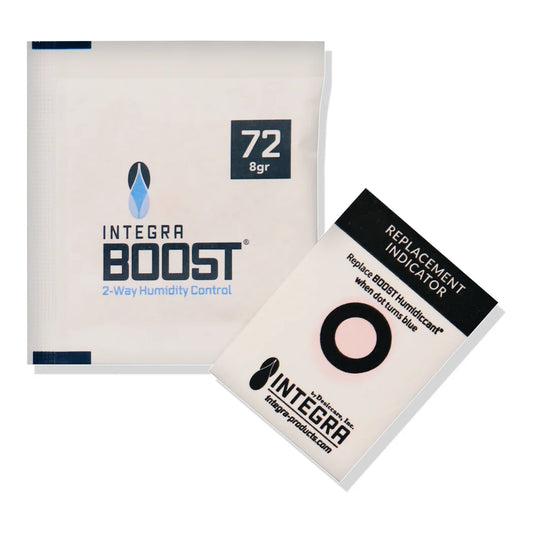 Integra Boost 8g 72% RH humidity control pack, individually overwrapped with indicator card