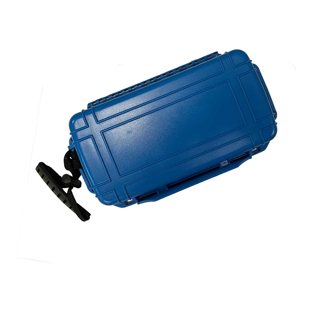 Integra Boost blue travel cigar case, back view