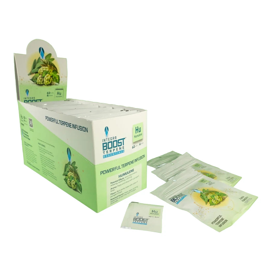Integra Terpene Essentials 4g Humulene - R.H. 62% (master case of 288 packs) - display box with 4 g humulene packets