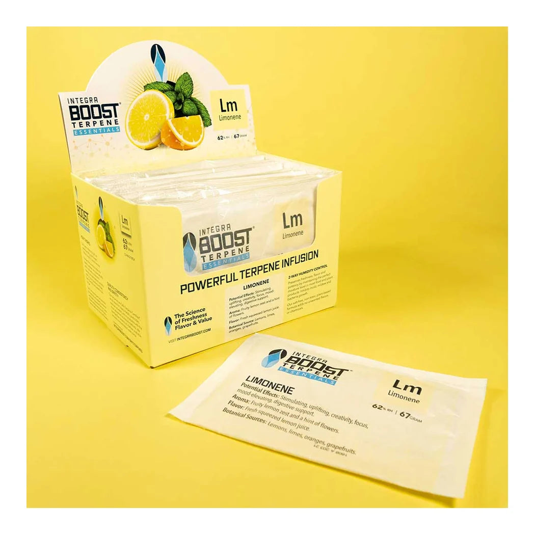 Integra Boost Terpene Essentials Limonene 67g 62% RH retail display box