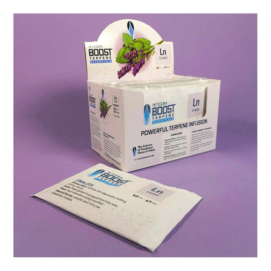 Integra Boost Terpene Essentials Linalool 67g 62% RH retail display box