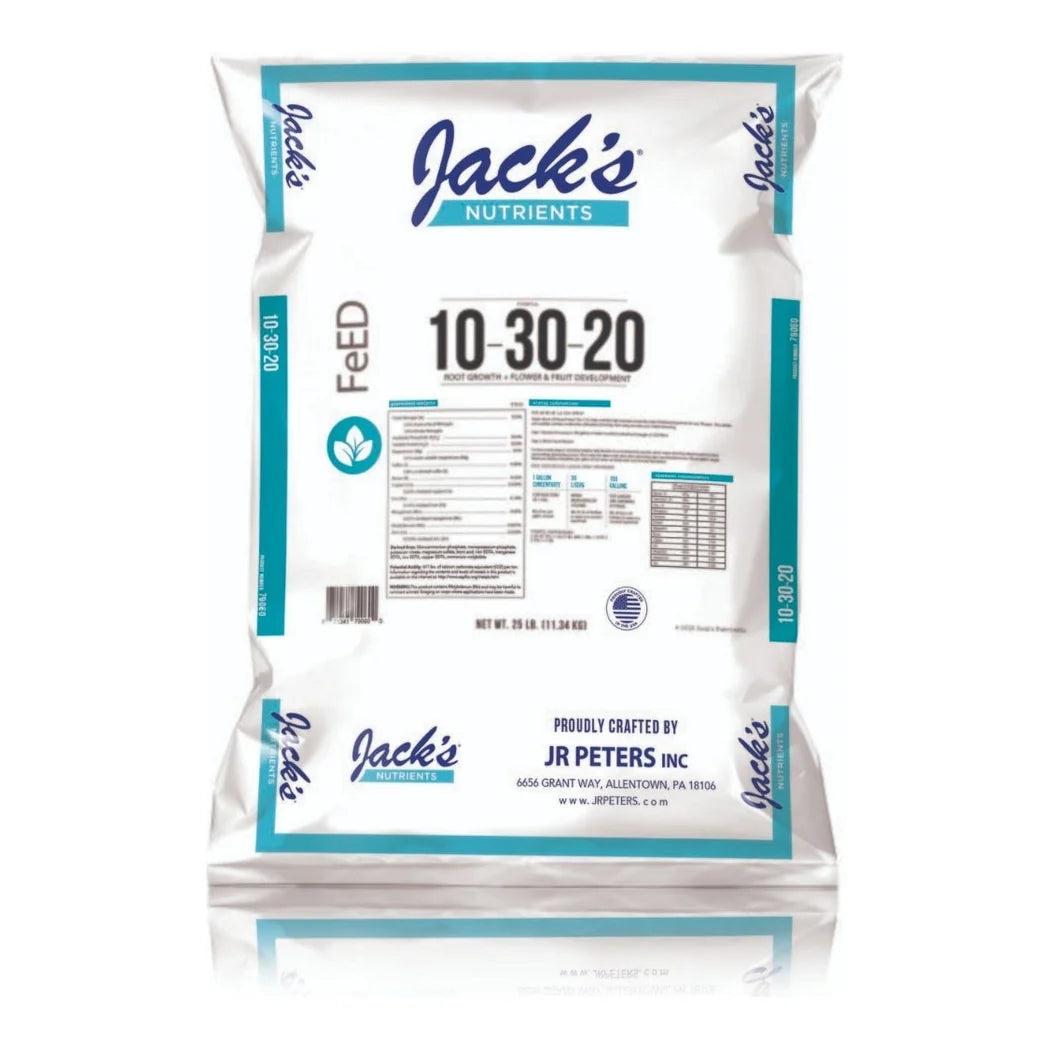 JACKS NUTRIENTS (JR Peters) 10-30-20 Bloom Feed 25LB Bag 79060 - Jack's 10-30-20 Bloom, 25 lb bag