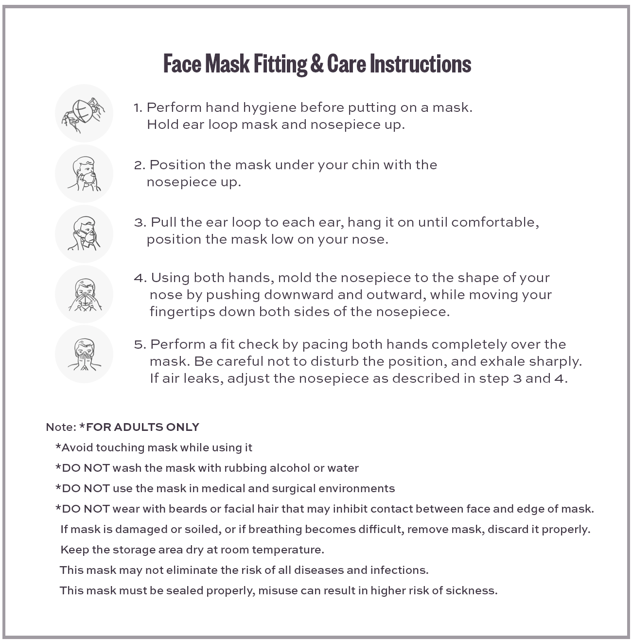 Face Mask Fitting & Care Instructions
