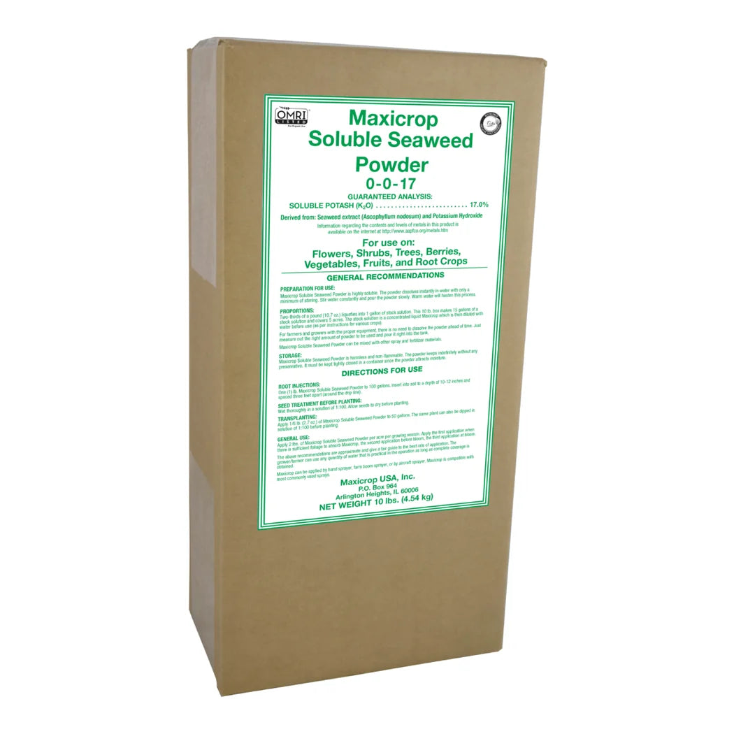 Maxicrop Soluble Seaweed Powder 0-0-17, 17% soluble potash, 10 lb box, OMRI listed