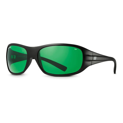 Method Seven Operator LED Plus glasses, three-quarter view showing the wrap frame and temple
