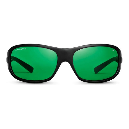 Method Seven Operator LED Plus grow room glasses, full wrap TR-90 frame with green LED lenses