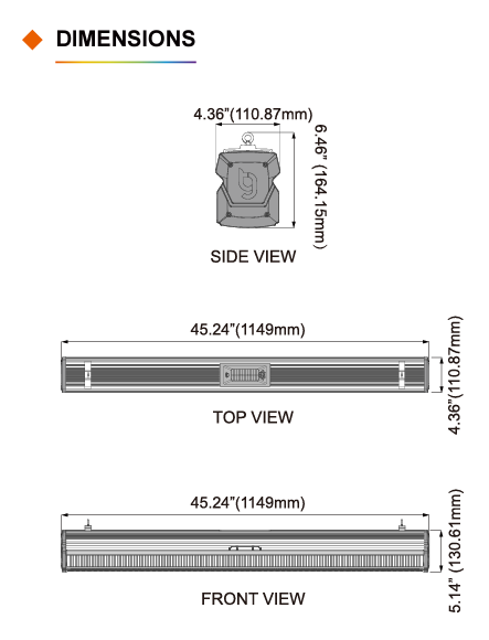 ThinkGrow Model-I LED Grow Lights Dimensions