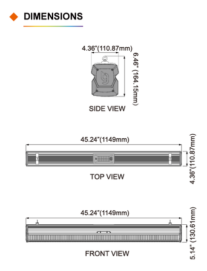 ThinkGrow Model-I LED Grow Lights Dimensions