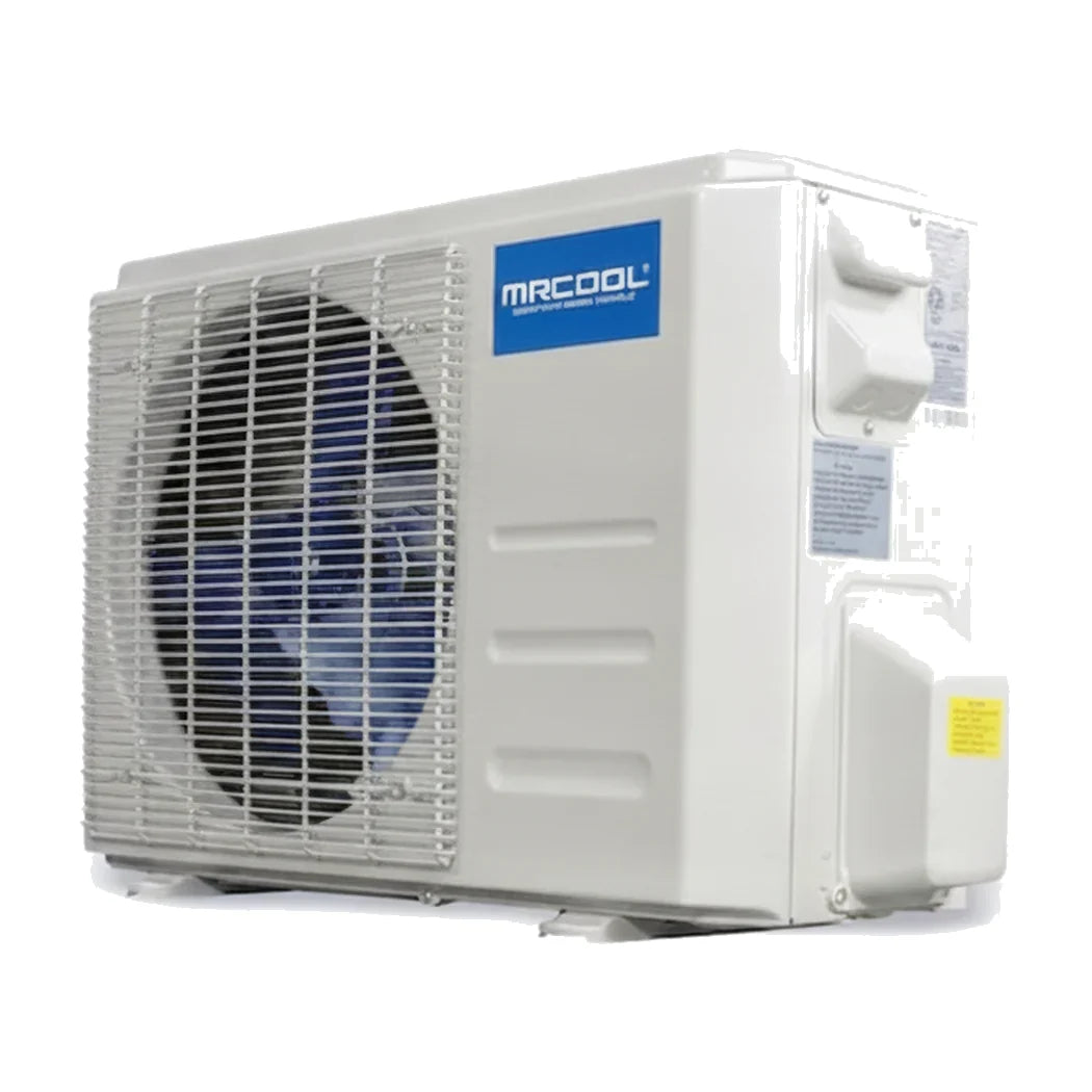 MRCOOL DIY 4th Generation E Star heat pump condenser outdoor unit angled view