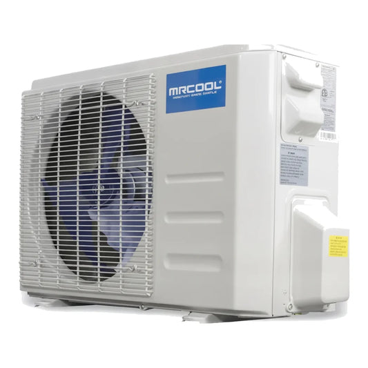 MRCOOL Olympus ENERGY STAR 9000 BTU ductless mini split outdoor condenser unit angled side view