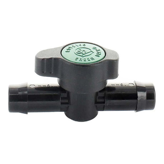 Netafim 13mm inline shut-off valve with insert barbs for 16mm heavywall dripline