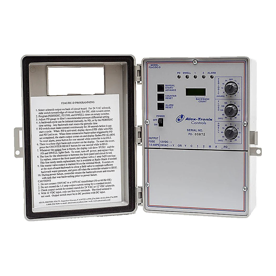 Netafim Alex-Tronix 2 station backflush controller F2AC/DC-D