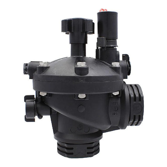Netafim Series 80 1-1/2 in 2-way angle control valve with solenoid and flow control knob