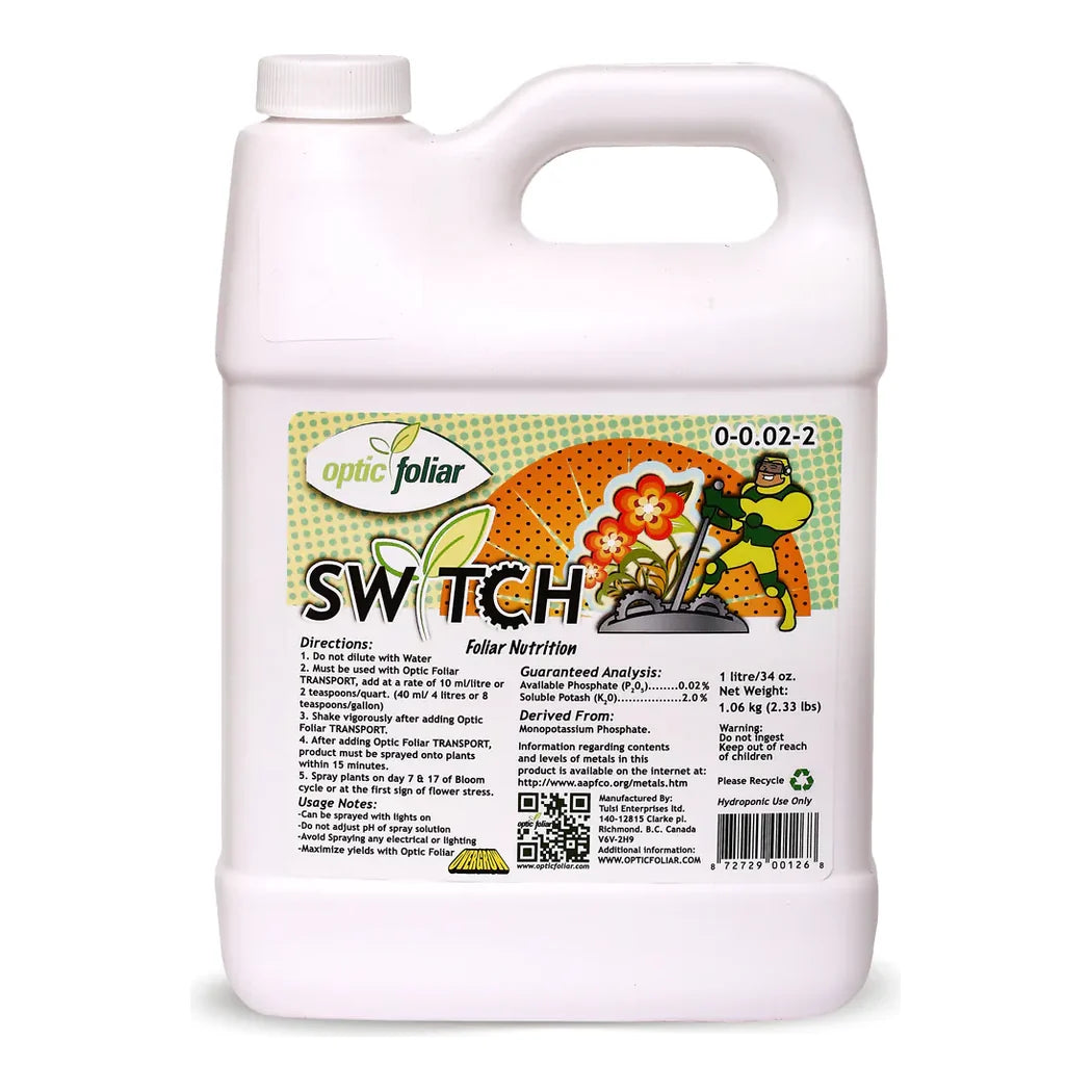 Optic Foliar SWITCH foliar nutrition, 1 litre bottle, 0-0.02-2