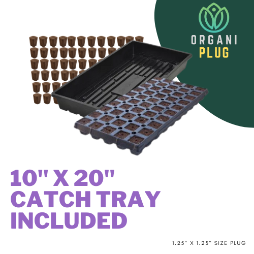 OrganiPlug Seed & Cutting Plugs - Pre-Filled Tray w/ 50 Plugs (Single Tray w/ 10" x 20" Propagation Tray) Included