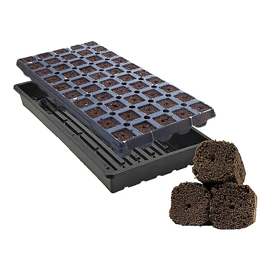 OrganiPlug pre-filled tray with 50 seed and cutting plugs and catch tray