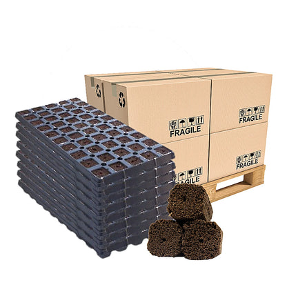 OrganiPlug pre-filled trays on a pallet