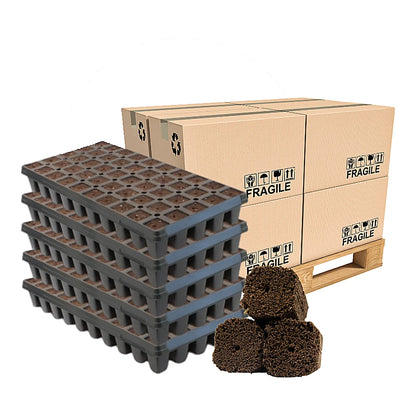 OrganiPlug tall plug trays on a pallet