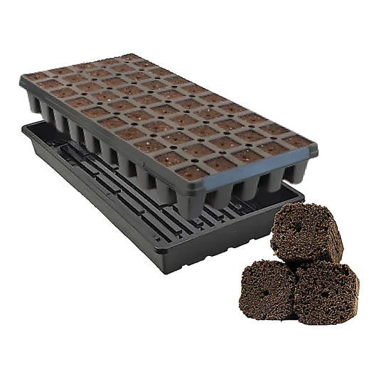 OrganiPlug pre-filled tray with 50 tall plugs and catch tray