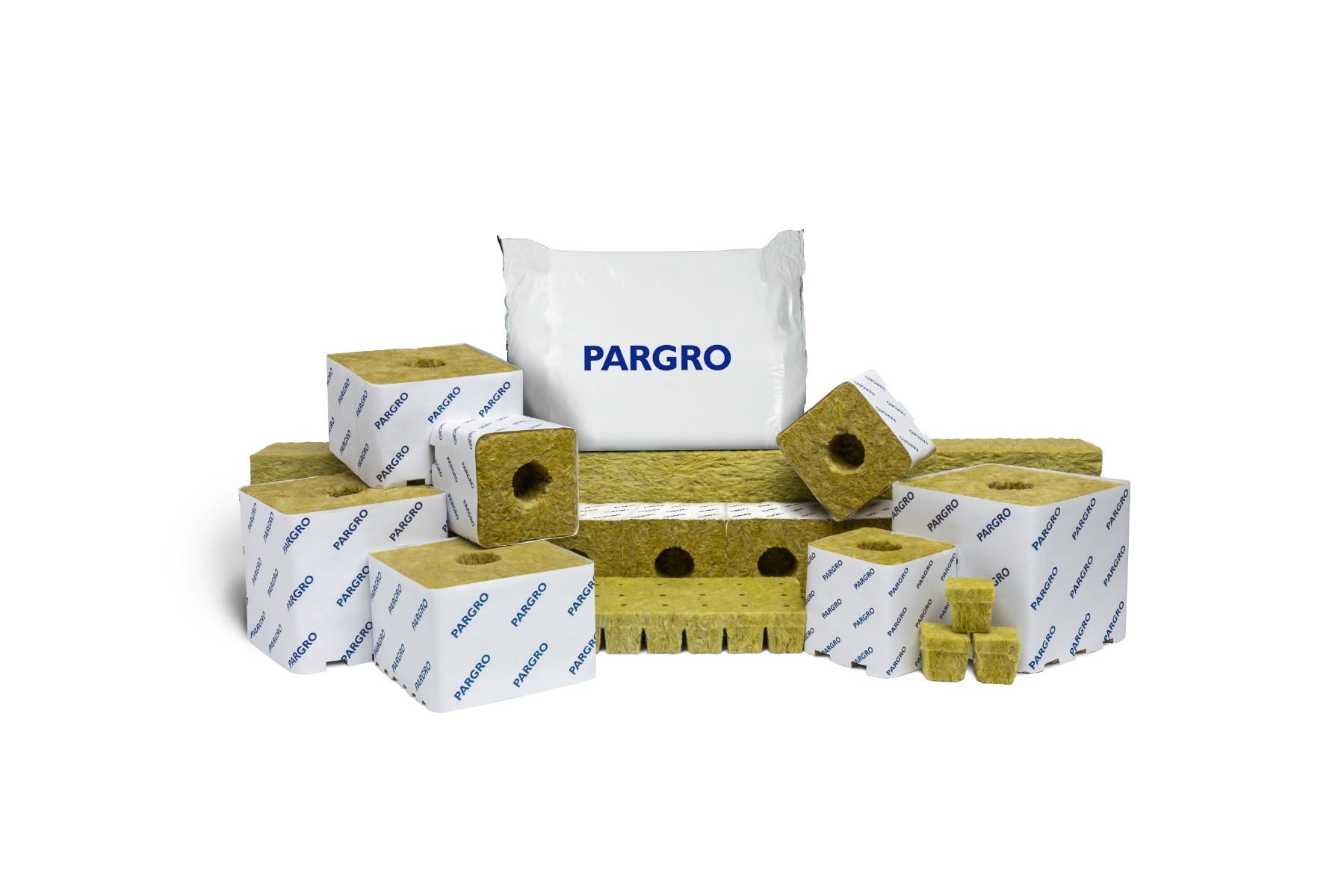 Grodan ParGro Quick Drain Block 4 x 4 x 4in w/ Hole - Single Strip of 6 Blocks Family