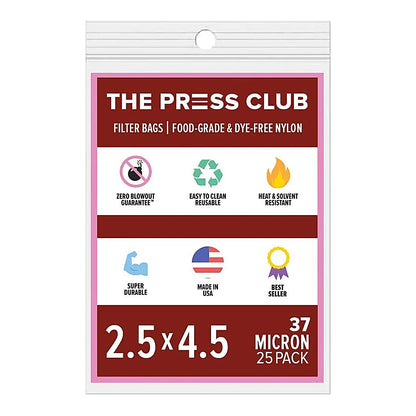The Press Club 2.5 x 4.5 ROSIN BAGS, 37 micron retail package (25 pack)