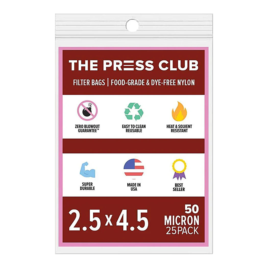 The Press Club 2.5 x 4.5 ROSIN BAGS, 50 micron retail package (25 pack)