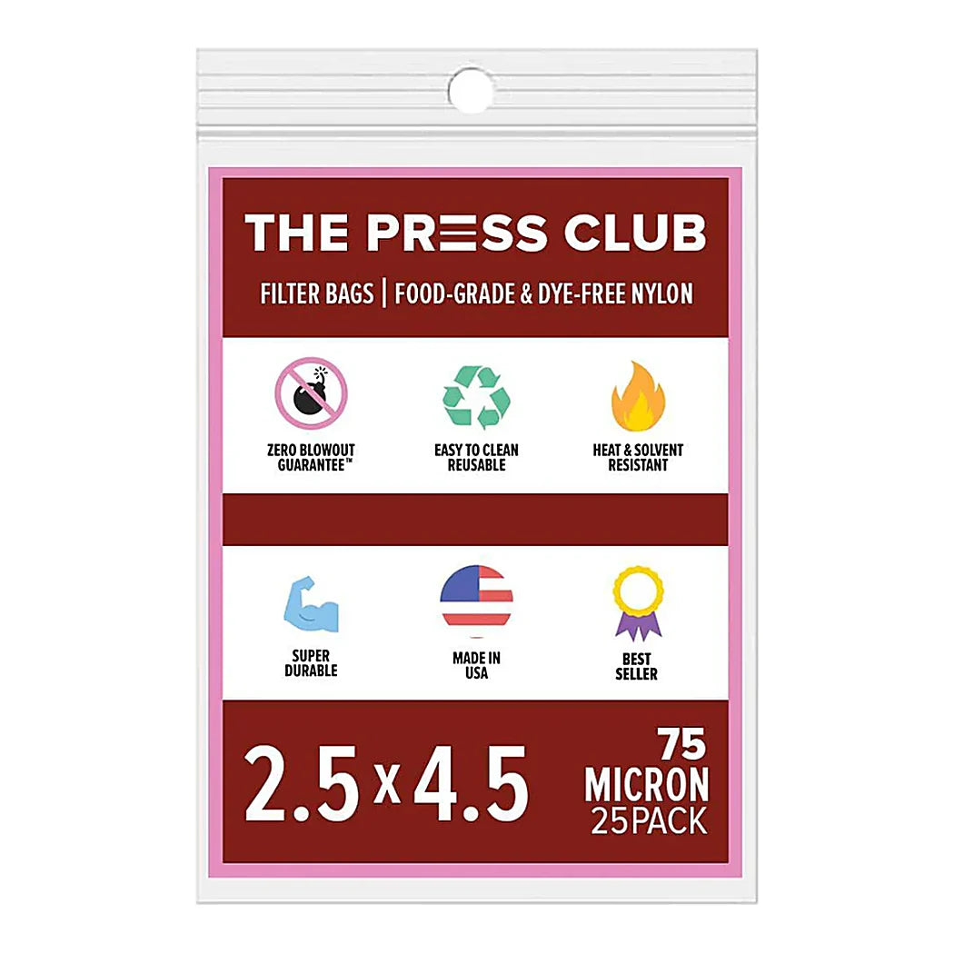 The Press Club 2.5 x 4.5 ROSIN BAGS, 75 micron retail package (25 pack)