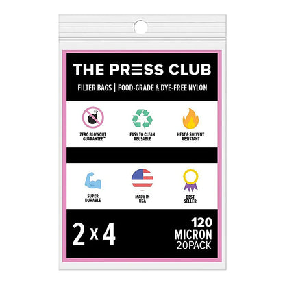 The Press Club 2 x 4 ROSIN BAGS, 120 micron, 20 pack retail package