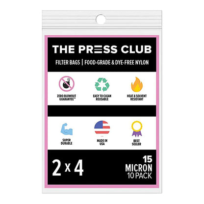 The Press Club 2 x 4 ROSIN BAGS, 15 micron, 10 pack retail package