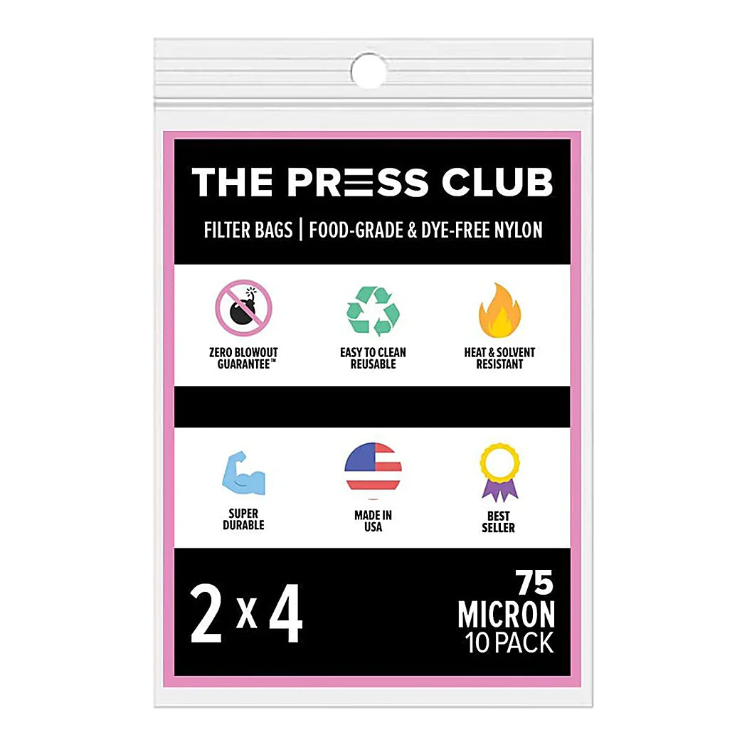 The Press Club 2 x 4 ROSIN BAGS, 75 micron, 10 pack retail package