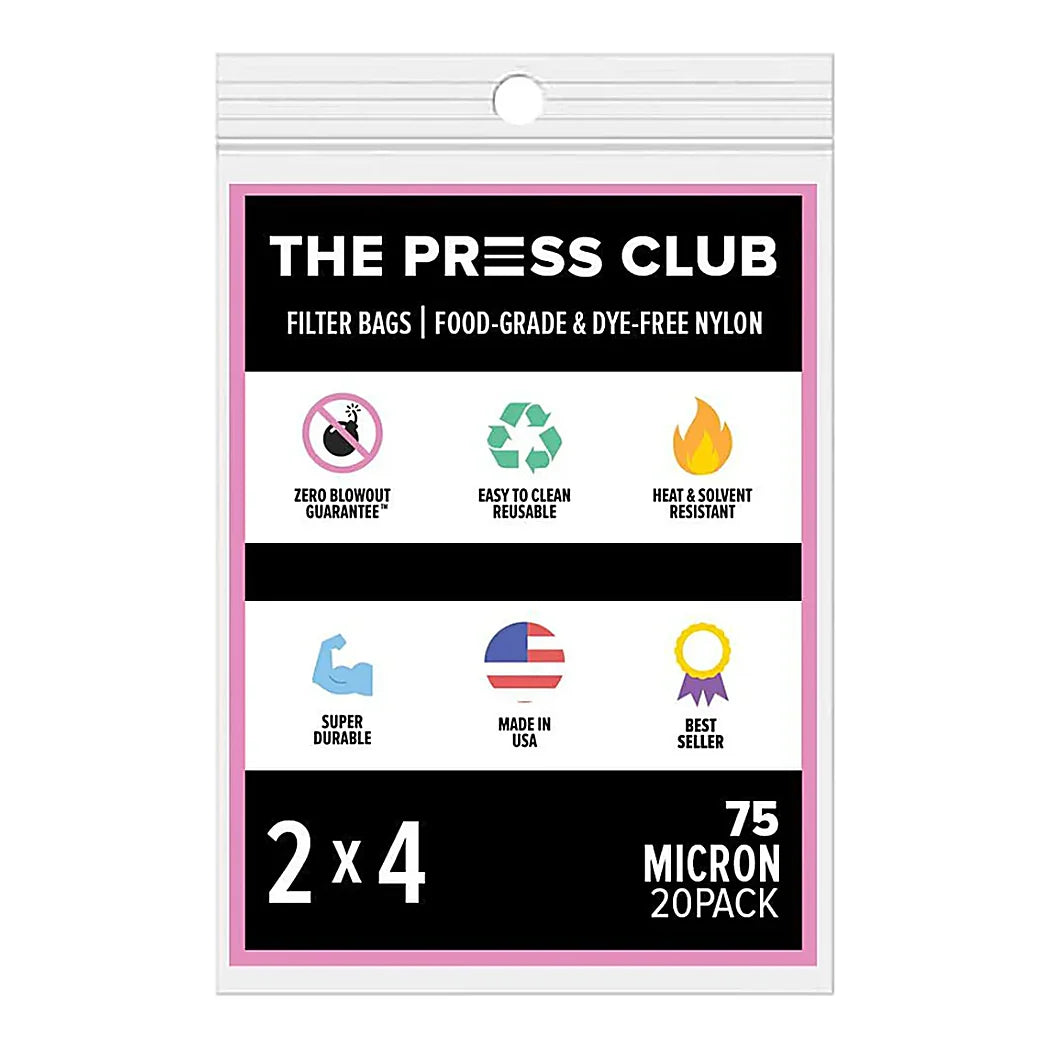 The Press Club 2 x 4 ROSIN BAGS, 75 micron, 20 pack retail package
