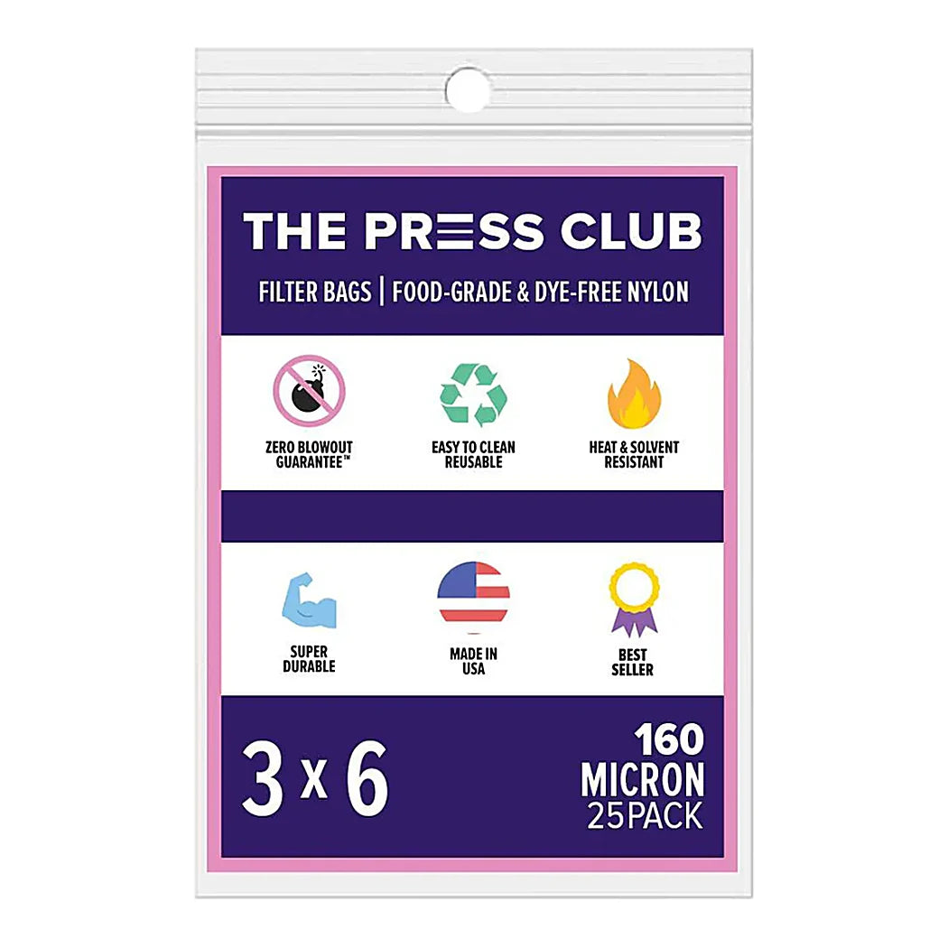The Press Club 3 x 6 ROSIN BAGS, 160 micron retail package (25 pack)