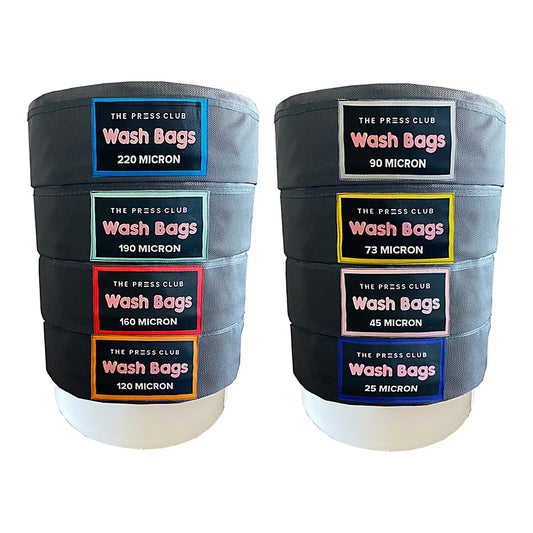 The Press Club 5 GALLON CANVAS BUBBLE BAGS 8-PACK - 220 / 190 / 160 / 120 / 90 / 73 / 45 / 25 Micron - 5 gallon canvas bubble bags, 8-pack set