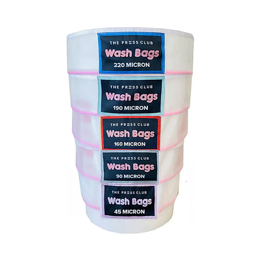 The Press Club x FRENCHY CANNOLI 5 GALLON ALL MESH SIEVING BAGS 5-PACK - 220 / 190 / 160 / 90 / 45 Micron - 5 gallon all-mesh sieving bags, 5-pack set