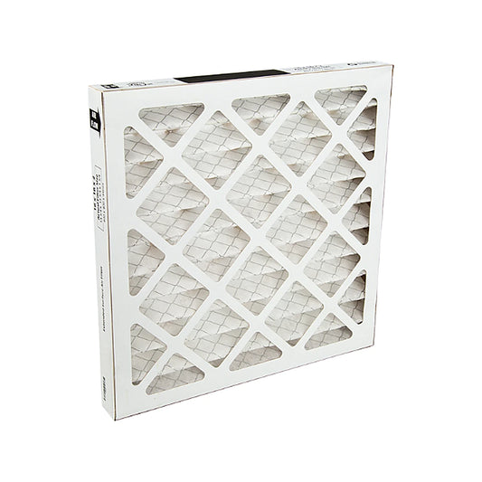 Quest MERV 8 air filter 2 x 16 x 16 in shown upright with the printed frame edge visible