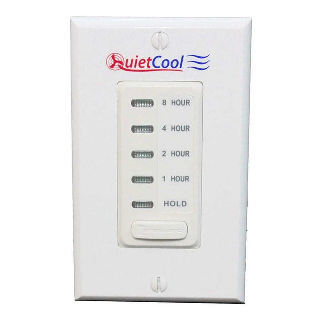 QuietCool 8 hour electronic timer wall switch with hold, white
