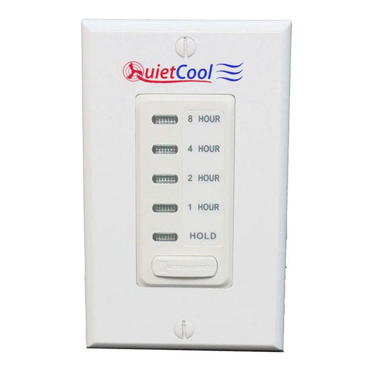 QuietCool 8 hour electronic timer wall switch with hold, white